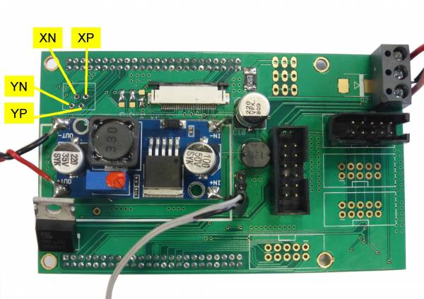 Touchscreen Pin Assignment on the Adapterboard